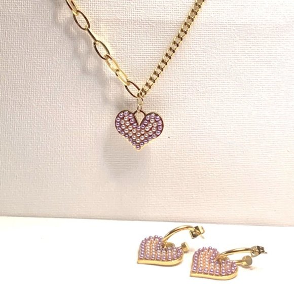 925 Sterling Silver Blue Crystal Heart Pendant Set - Picture 9 of 10